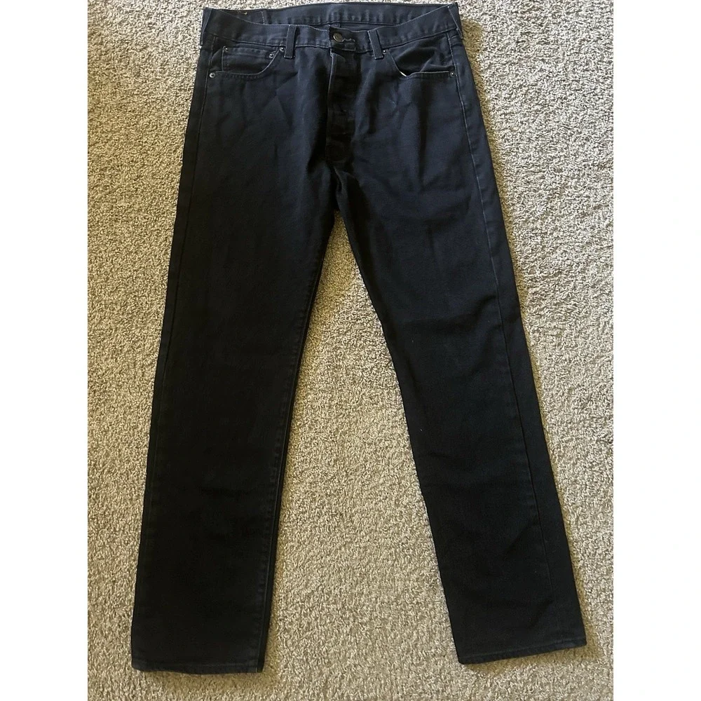 LEVI LEVIS 501 ORIGINAL FIT STRAIGHT‎ MENS BLACK BUTTON FLY JEANS 36X 34 RED TAB
